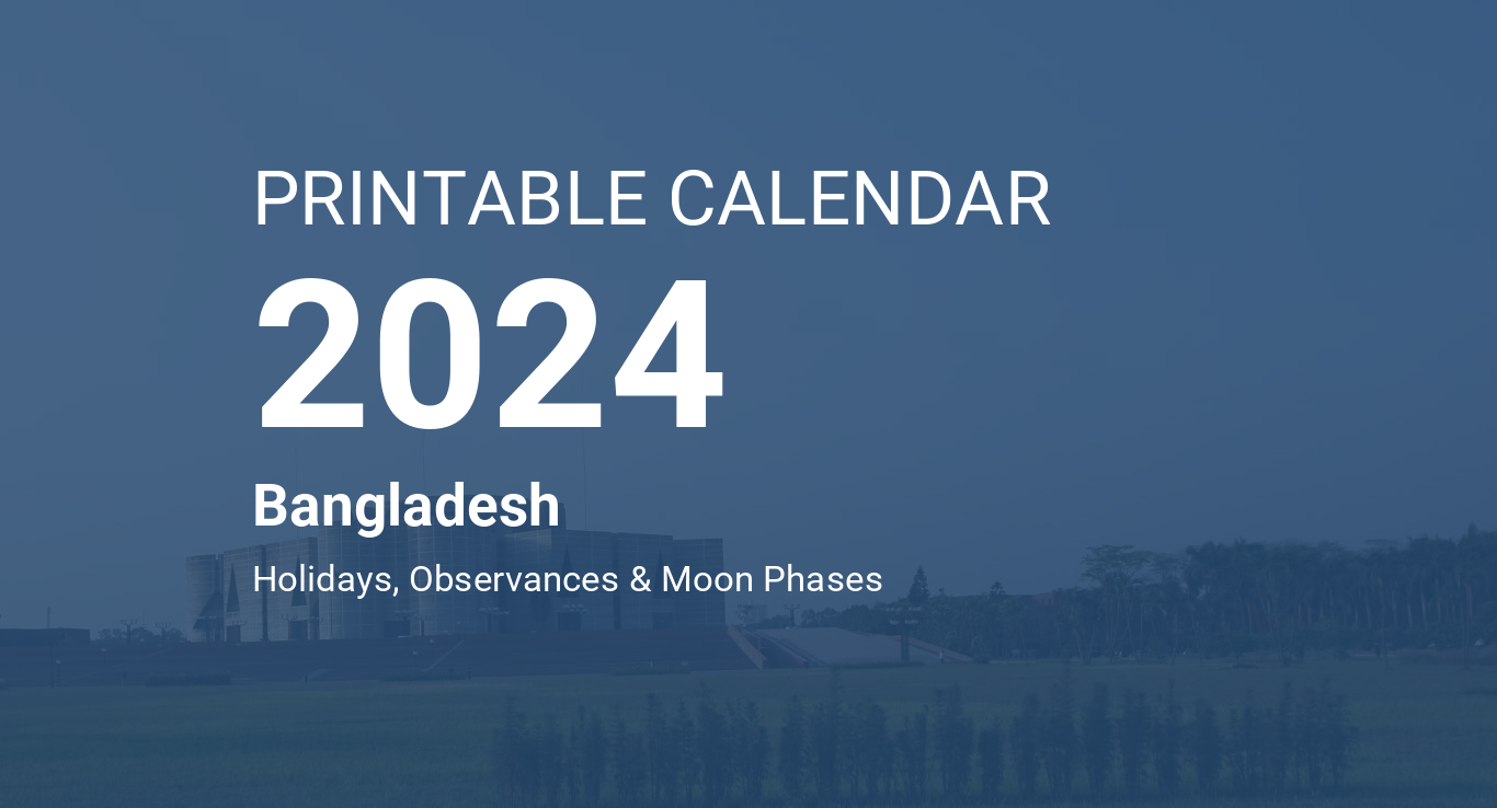 Printable Calendar 2024 for Bangladesh (PDF)